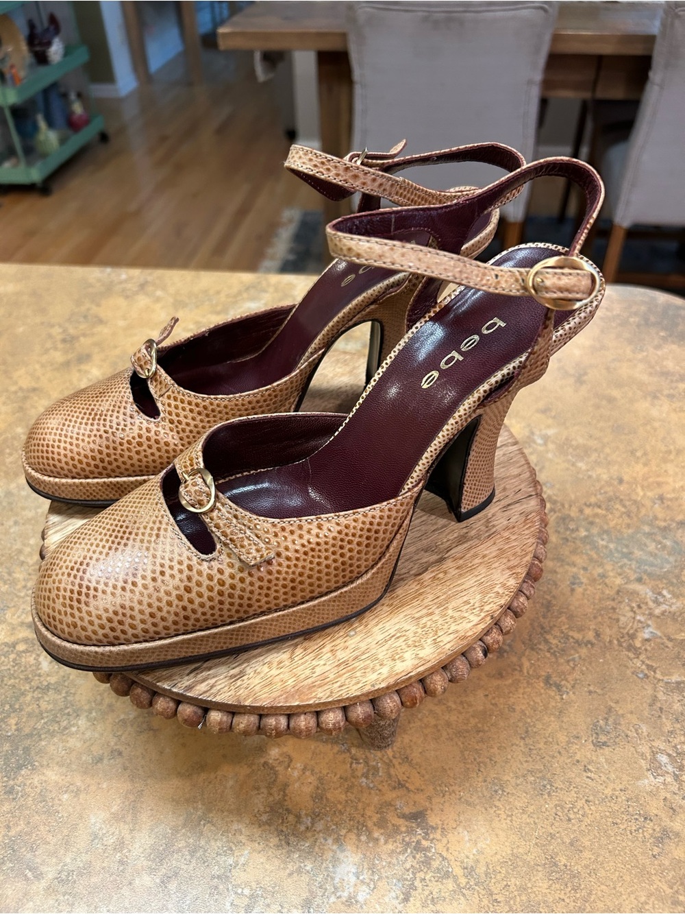 BeBe Vintage Snake Buckle Heels